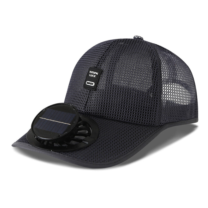 Lett og pustende unisex viftecaps i mesh med solcelledrevet vifte, ideell for sport og sommer.