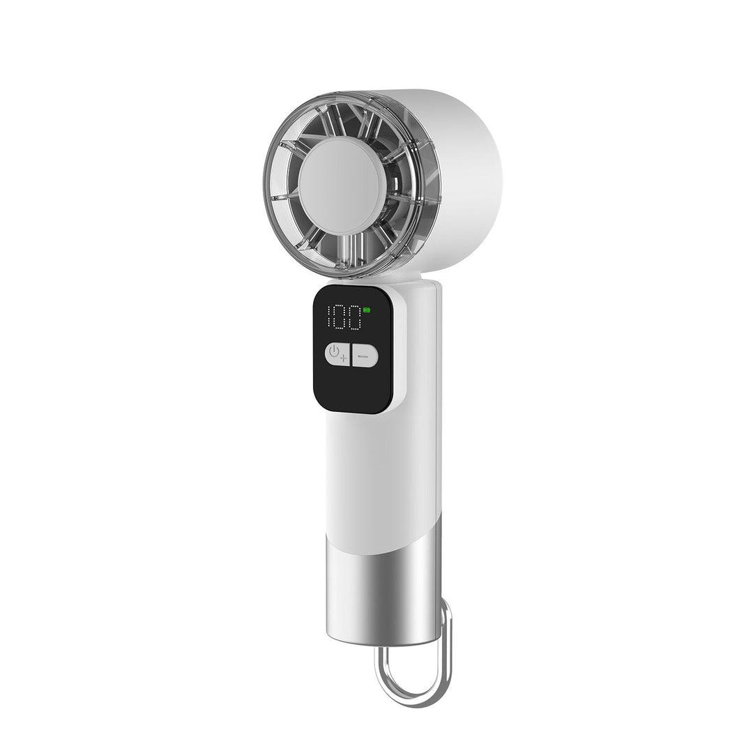 Kompakt bærbar USB-vifte, oppladbar og perfekt for frisk luft under reise.