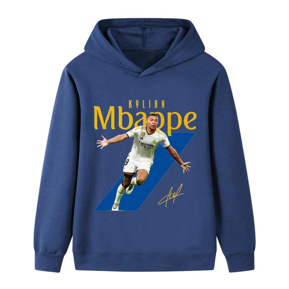 Myk og varm Mbappé hettegenser for barn, perfekt som sportsklær eller fritidsgenser.