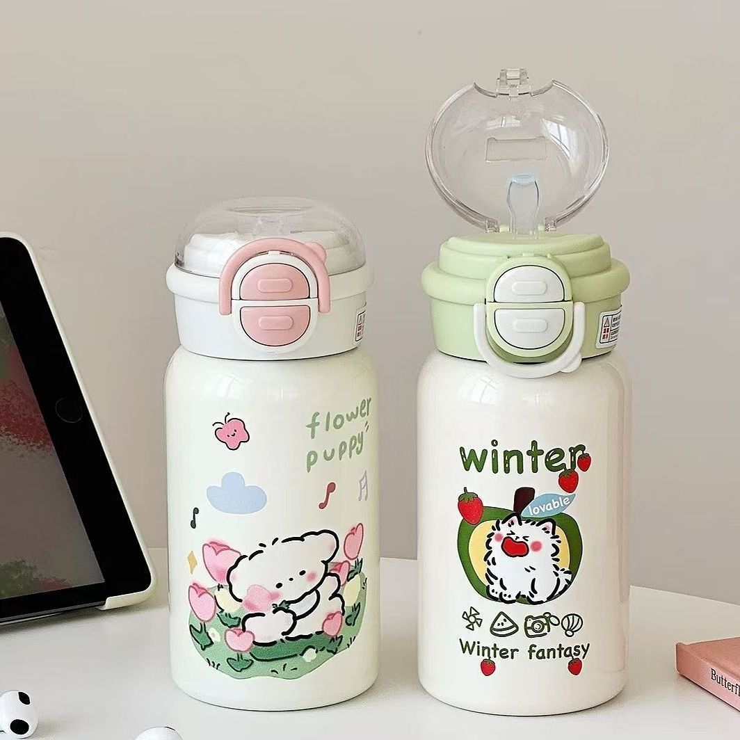 Miljøvennlig 500ml drikkeflaske i grønn farge, isolert for kald/varm drikke. Gjenbrukbar og med sikkerhetslås.