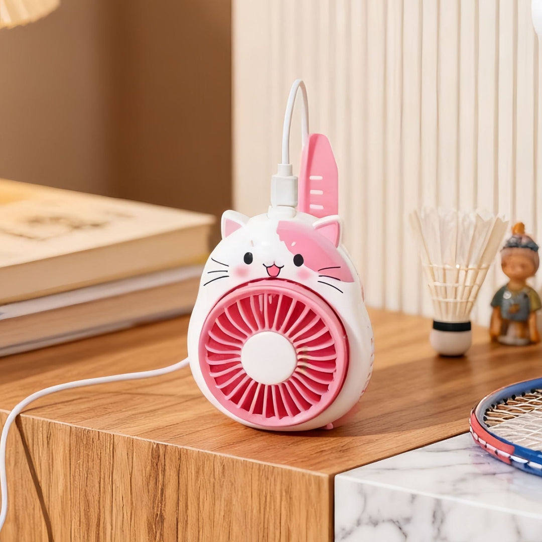 Oppladbar USB håndvifte i hundedesign. Kompakt personlig vifte for reise, kontor og sommer.