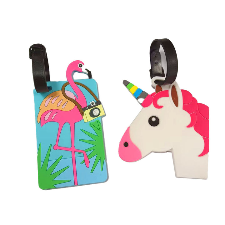 Slitesterk unisex bagasjelapp i silikon med unikt ugledesign, ideell for ryggsekk og håndbagasje.