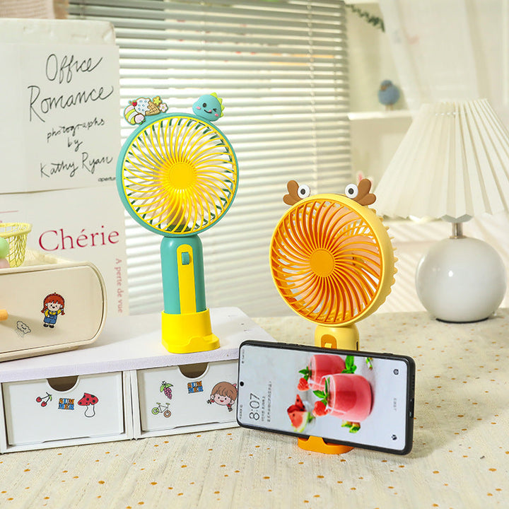 Rosa bærbar USB minivifte med søtt kanindesign, perfekt for reise og kontor.