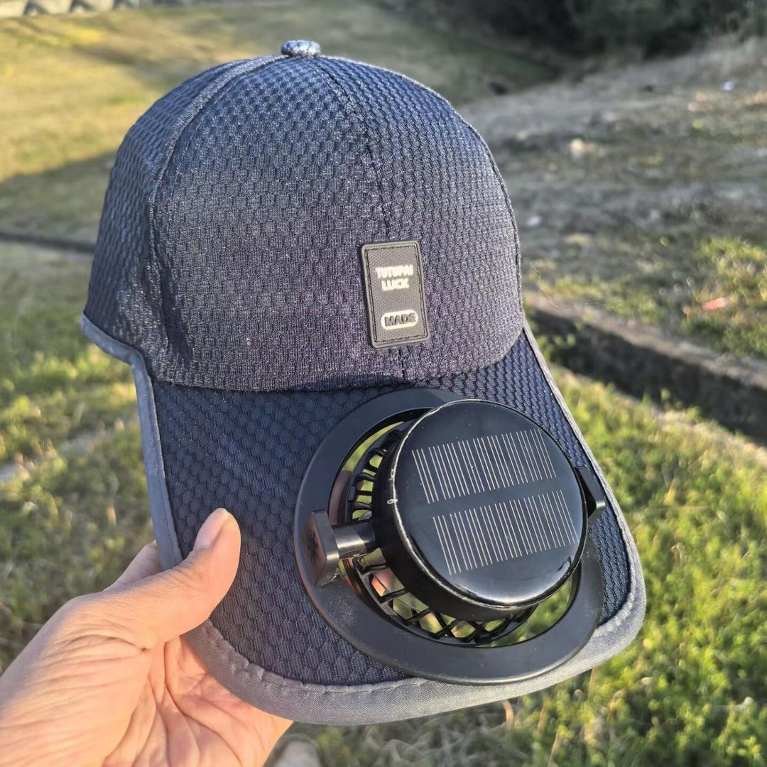Avtakbar kjølevifte på solcelle baseballcap. Praktisk solhatt for menn og kvinner som jobber i hagen.