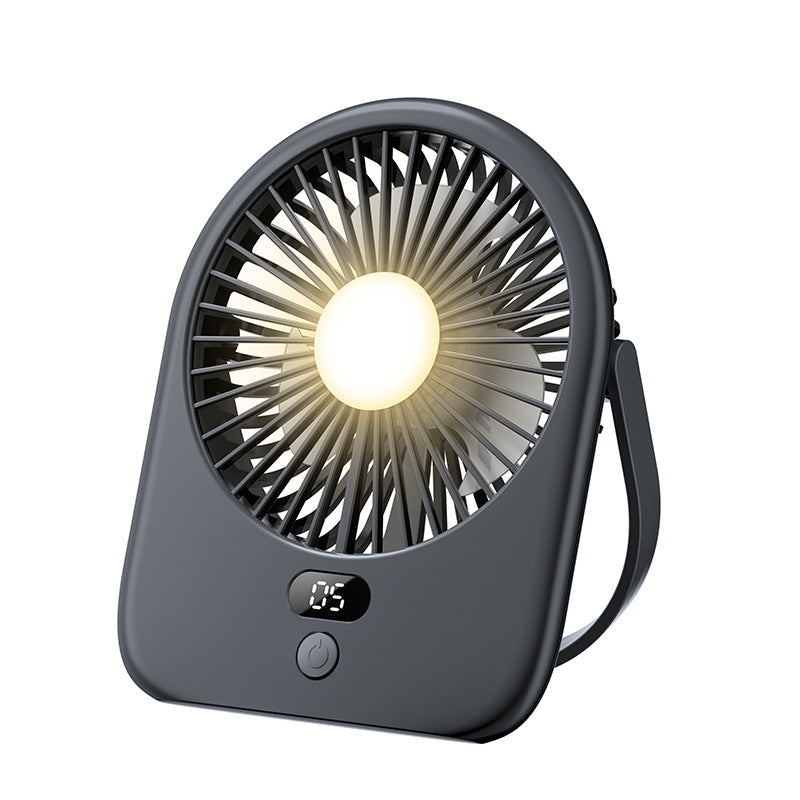 Kompakt bordvifte med integrert LED-lys og tydelig digital skjerm, ideell for skrivebordet.