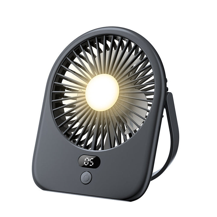 Kompakt bordvifte med integrert LED-lys og tydelig digital skjerm, ideell for skrivebordet.