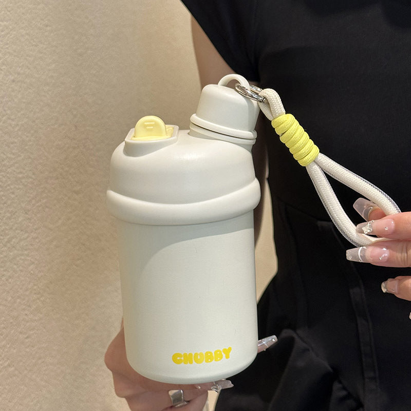 Dame sportsdrikkeflaske 420 ml, bærbar, BPA-fri. Perfekt for trening, reise og hydrering.