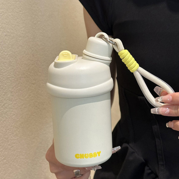 Dame sportsdrikkeflaske 420 ml, bærbar, BPA-fri. Perfekt for trening, reise og hydrering.