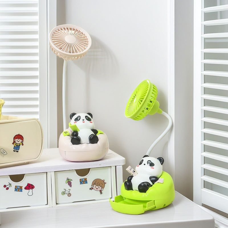 Bærbar mini vifte med søt panda design, ideell for rask og stillegående kjøling på varme sommerdager.