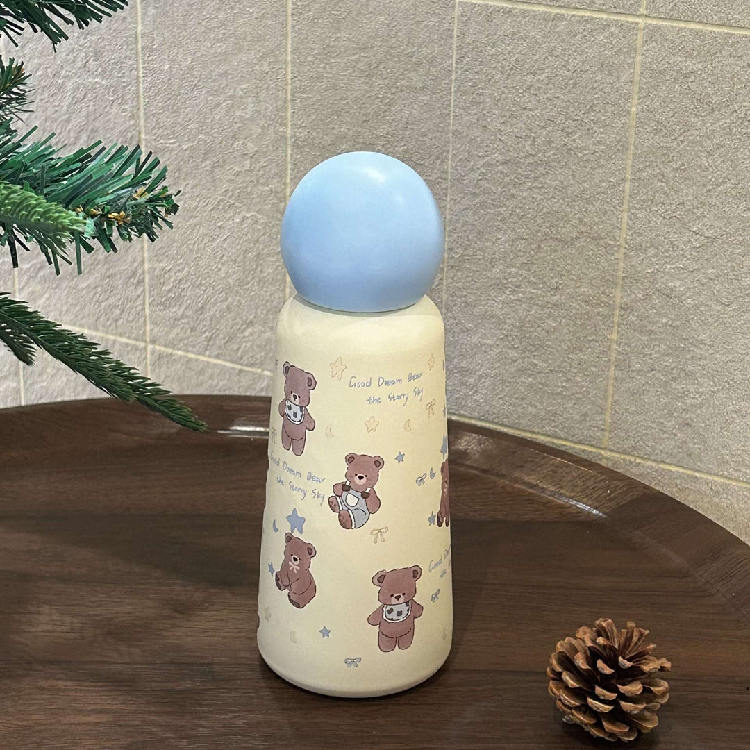 Stilig 350ml drikkeflaske for dame med eplemønster. Gjenbrukbar isolasjonsflaske, perfekt til sport og jobb.