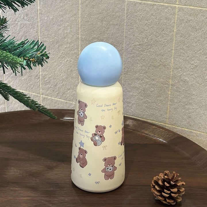 Stilig 350ml drikkeflaske for dame med eplemønster. Gjenbrukbar isolasjonsflaske, perfekt til sport og jobb.