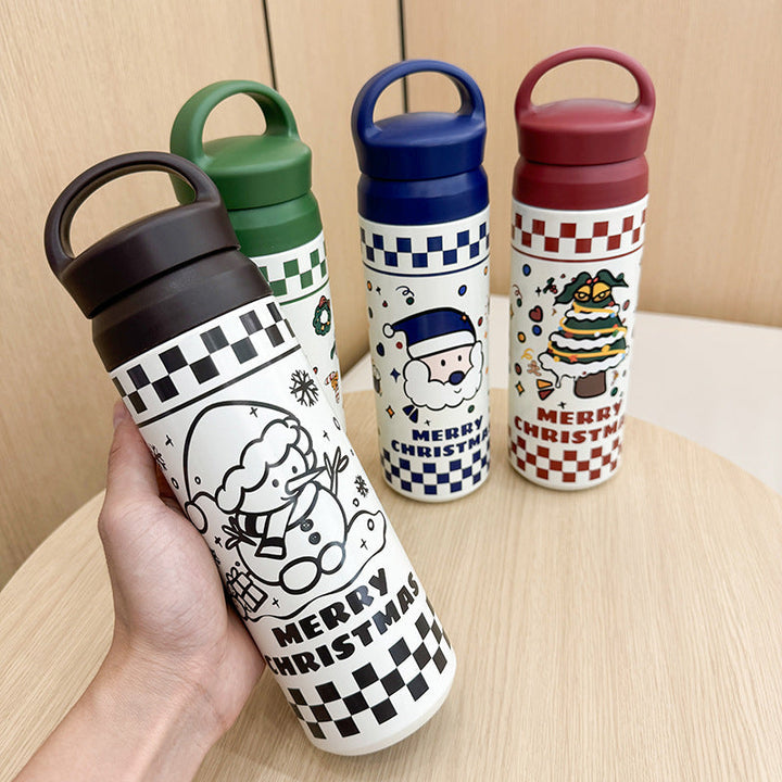 Svart og grønn dameflaske i stål, 500ml vannflaske med optimal temperaturbevaring.