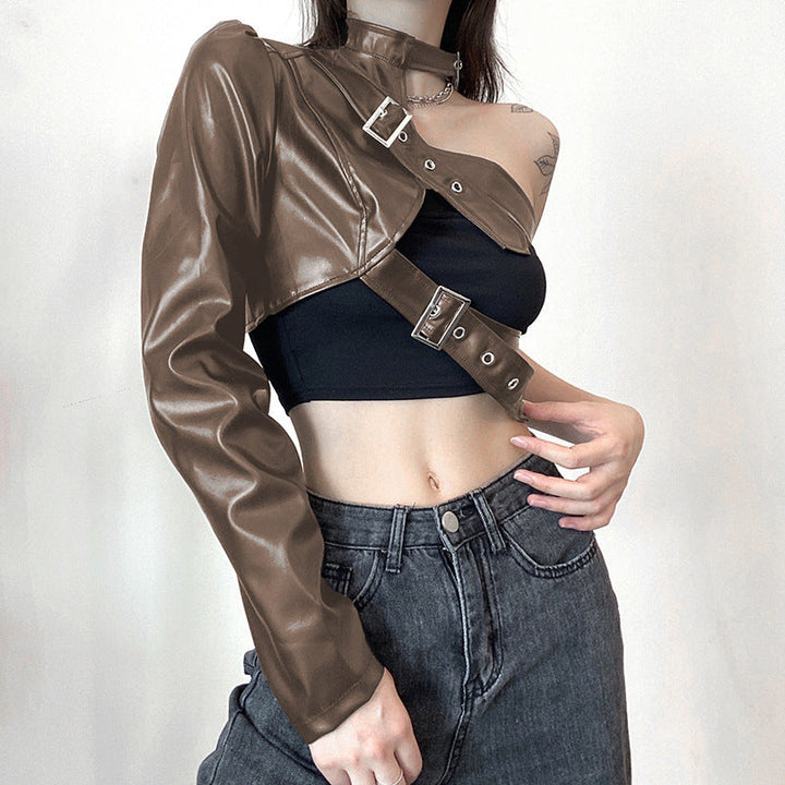 Moderne svart asymmetrisk dame topp, perfekt statementplagg for en dristig og elegant stil.