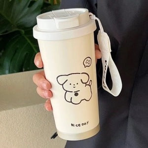 Hello Kitty design isolert drikkekopp, 500 ml. Søt plastkopp for damer, perfekt som reisekopp.