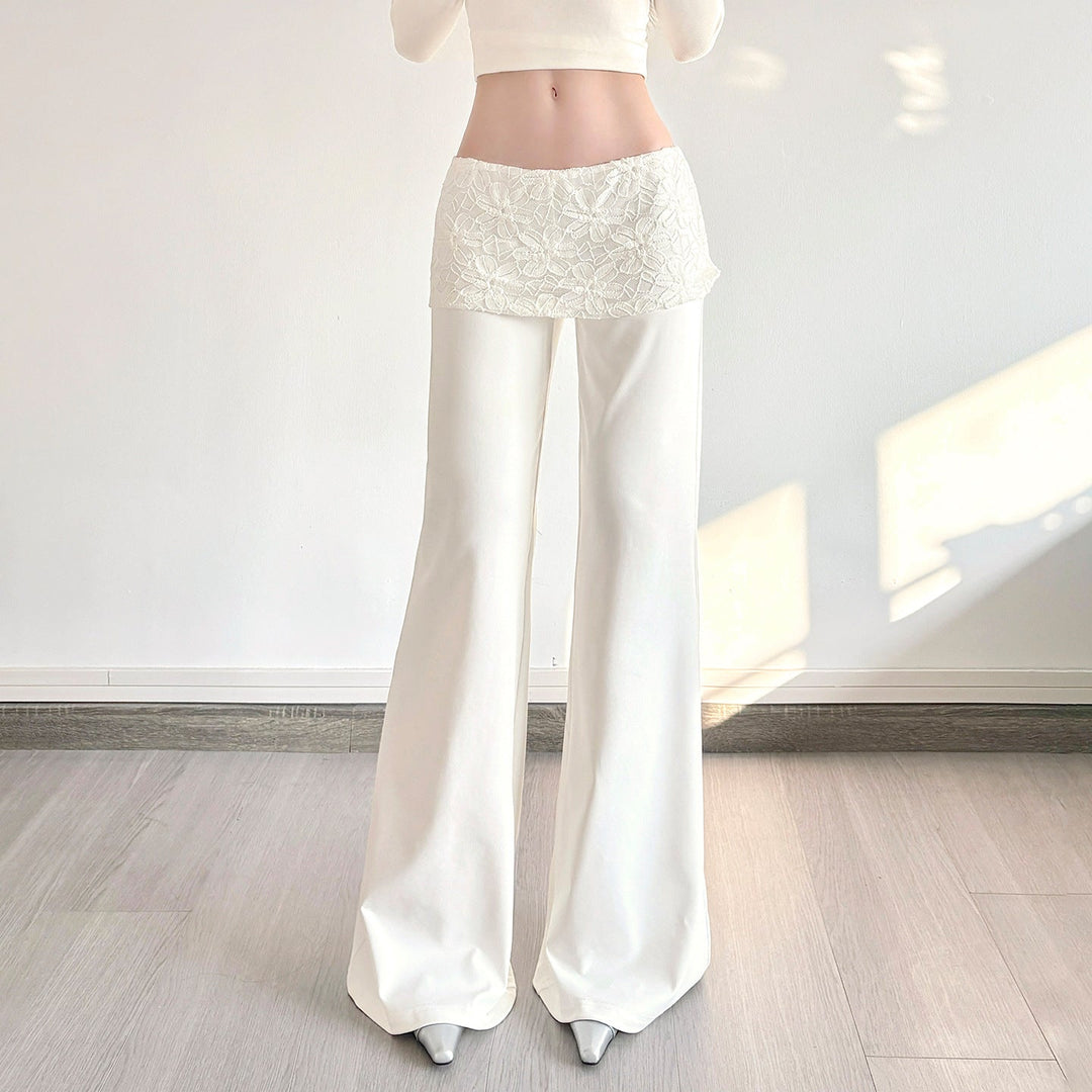 Stilfulle vide damebukser i palazzo-modell med komfortabel blonder i midjen, ideell for fritid.