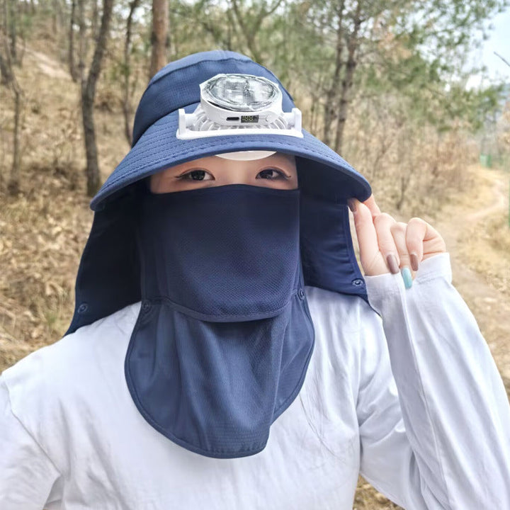 Moderne solcellevifte med digital skjerm og USB-C, perfekt for hage og terrasse.