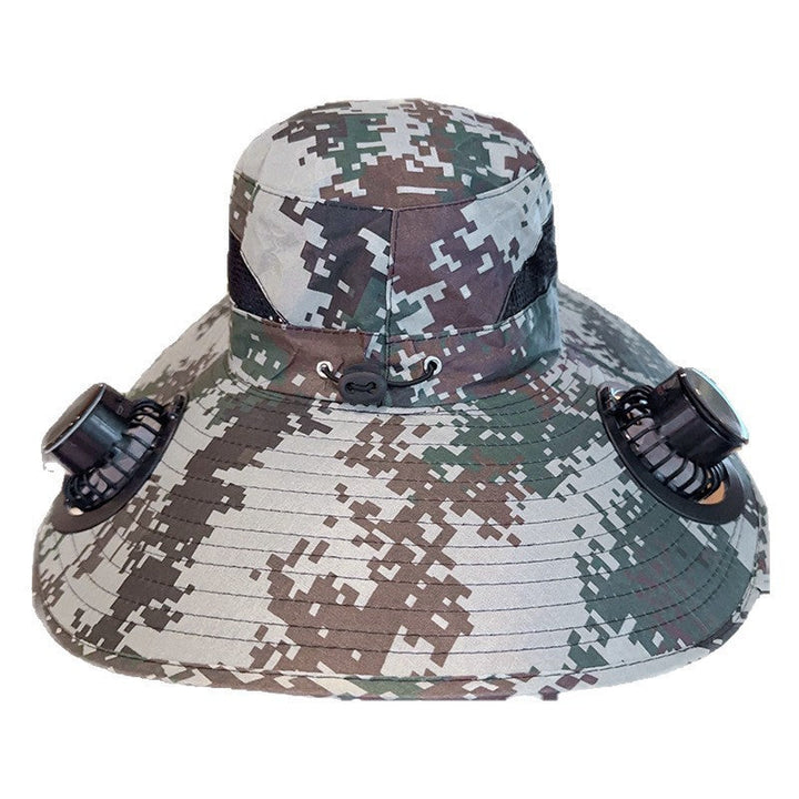 Komfortabel unisex solhatt med integrert vifte; holder hodet kjølig og beskyttet på varme dager.