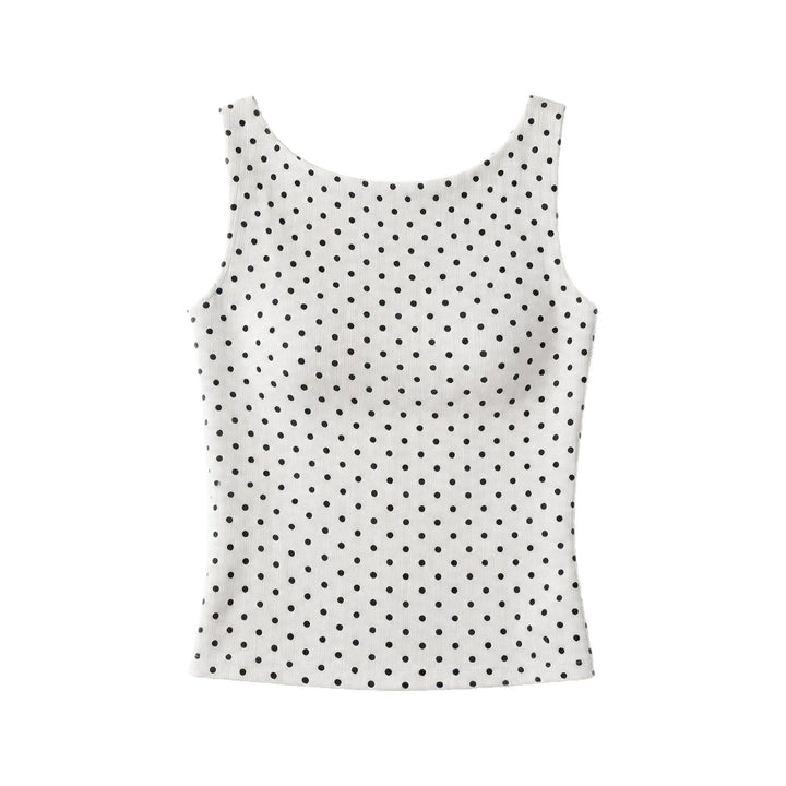 Stilig ermeløs prikkete topp, allsidig dameskjorte for en elegant eller casual sommerlook.