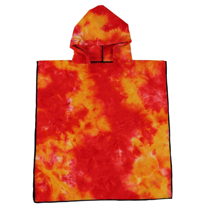 Oversized fargerik tie-dye dameponcho med hette, komfortabel og allsidig casual mote.