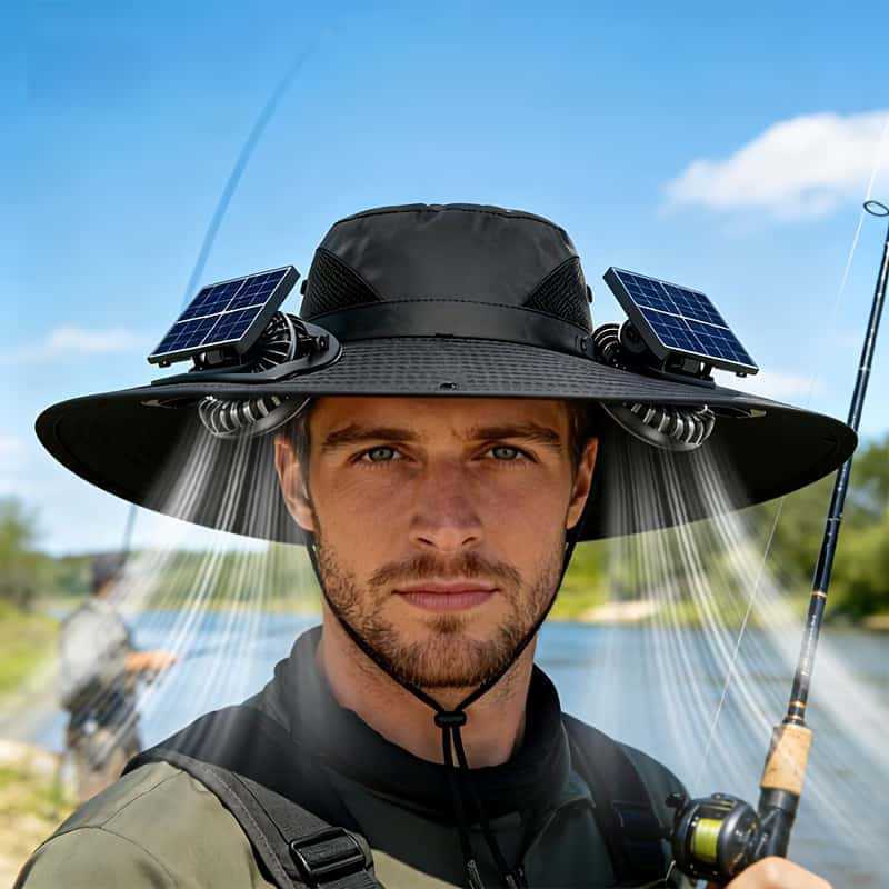 Unisex solhatt med solvifte og UV-beskyttelse. Perfekt for friluftsliv, fiske og hagearbeid.