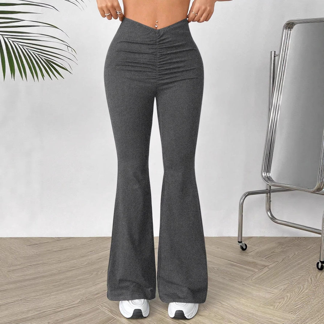 Dame høyt midje bootcut-bukse, komfortabel og stilfull. Perfekt som hverdagsbukse for kvinner.