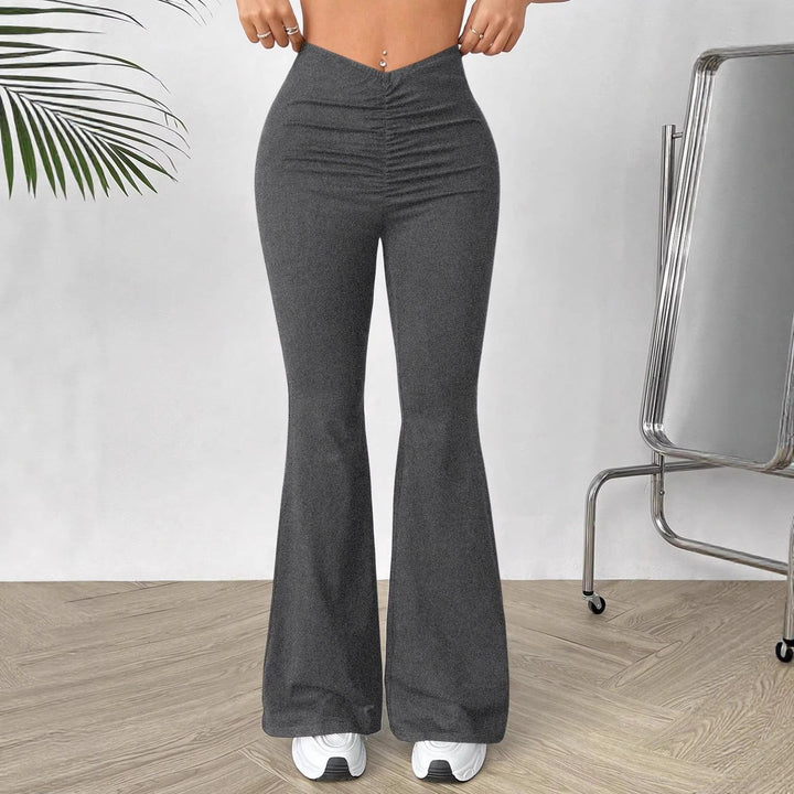 Dame høyt midje bootcut-bukse, komfortabel og stilfull. Perfekt som hverdagsbukse for kvinner.