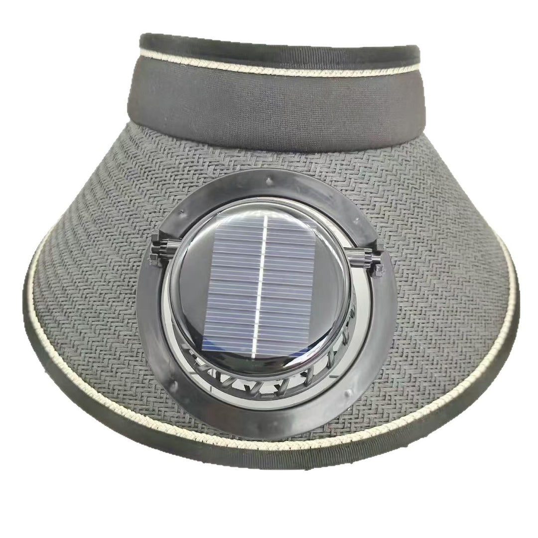 Justerbar solskjerm/solhatt med avtakbar solvifte. Unisex for alle aldre. Perfekt strandtilbehør med kjøleeffekt.