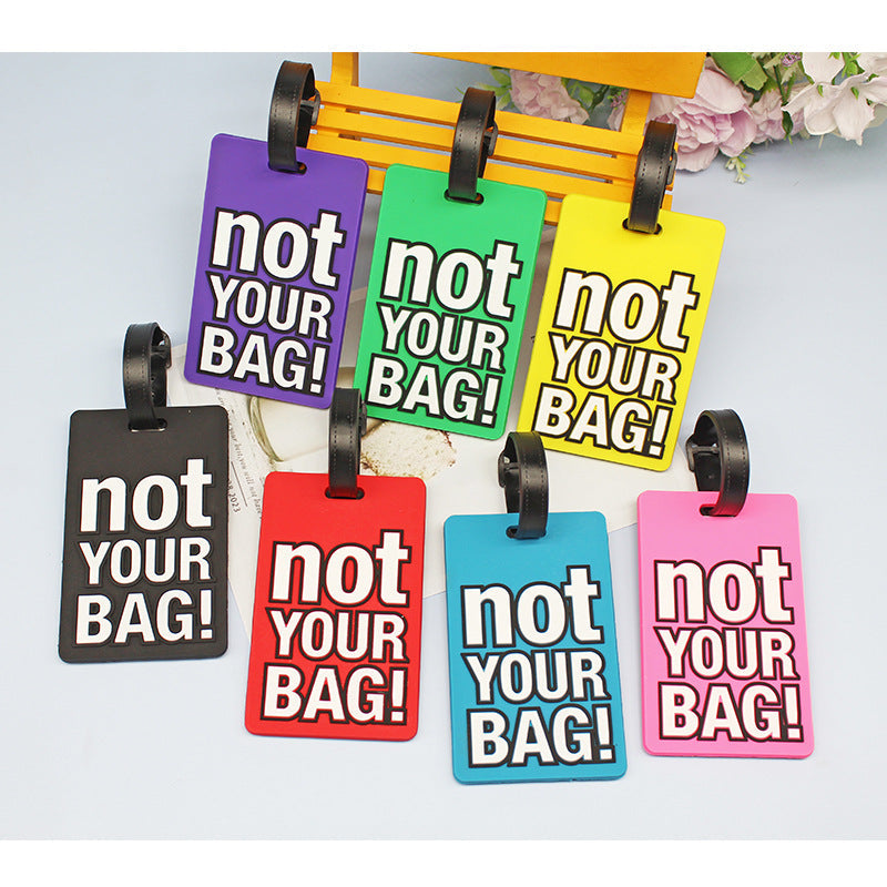 Unisex bagasjelapp, svart med hvit tekst: 'Not your bag'. Perfekt for flyreise, ferie og identifisering.