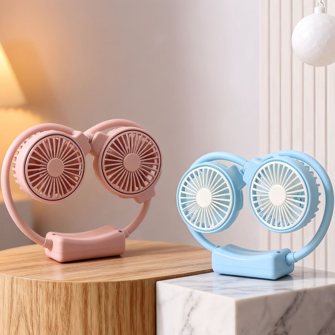 Unisex oppladbar halsvifte, trådløs og perfekt for personlig sommerbris og reise.