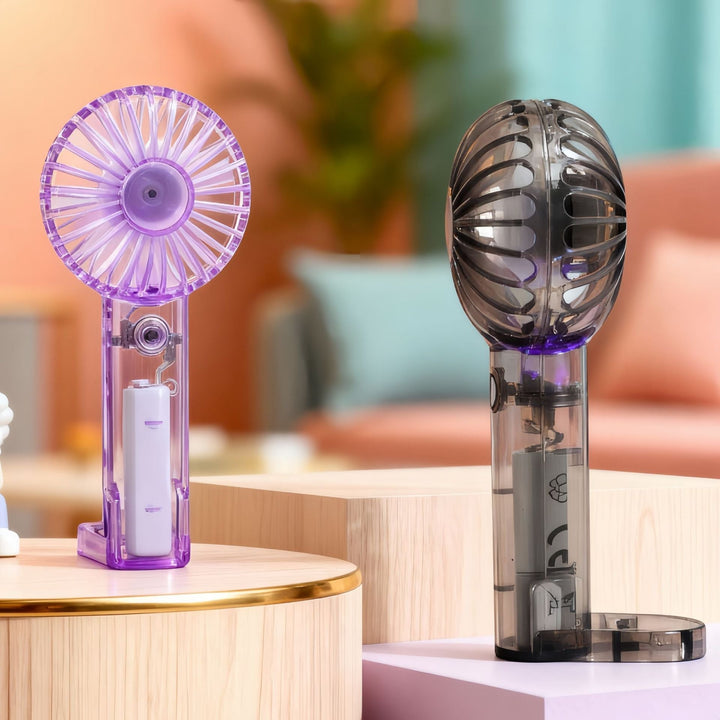 Hvit personlig bordvifte drevet av USB, med justerbare hastigheter og LED-belysning for sommerbruk.