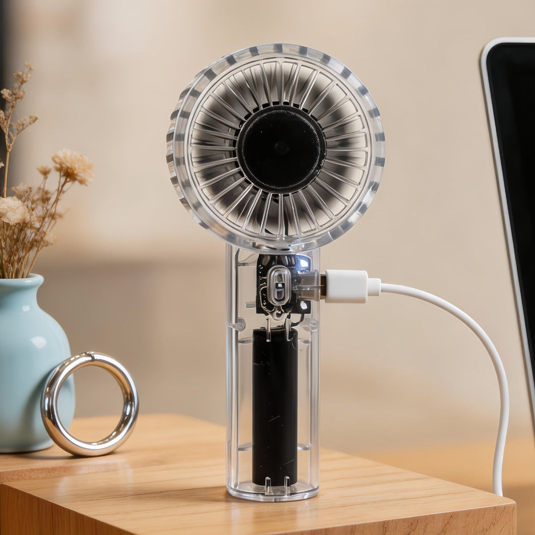 Bærbar USB mini-håndvifte med justerbare hastigheter, perfekt for avkjøling på farten.