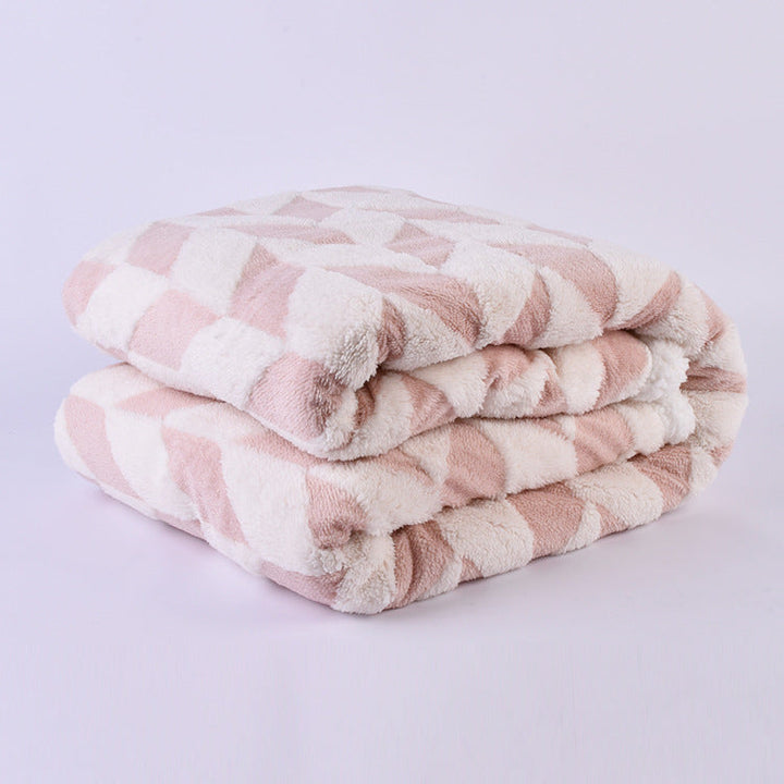 Komfortabelt dame teppe med hanefotmønster. Mykt mikrofiber kosepledd, perfekt sofatilbehør.