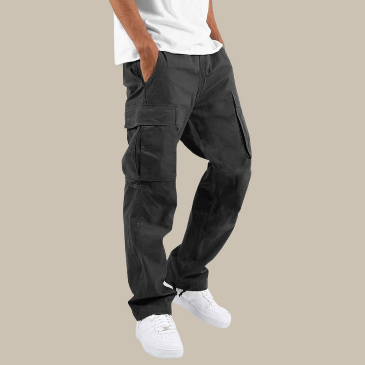 Herre stretch cargo bukser for fritid og casual stil. Komfortable og funksjonelle for alle sesonger.