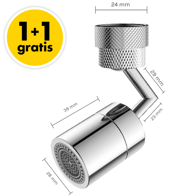 Vannbesparende universelt kranmunnstykke for kjøkken og bad. Enkel installasjon, justerbar stråle for ulike behov.