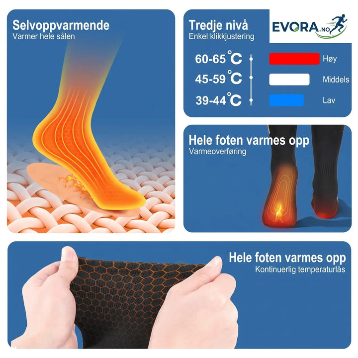 Et par elektriske varmesokker for unisex, perfekt for vinter og friluftsliv. Gir langvarig varme.