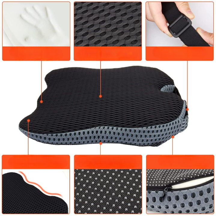 Bilpute for korsrygg, laget av formbar memory foam, sikrer smertelindring og bedre kjørekomfort.