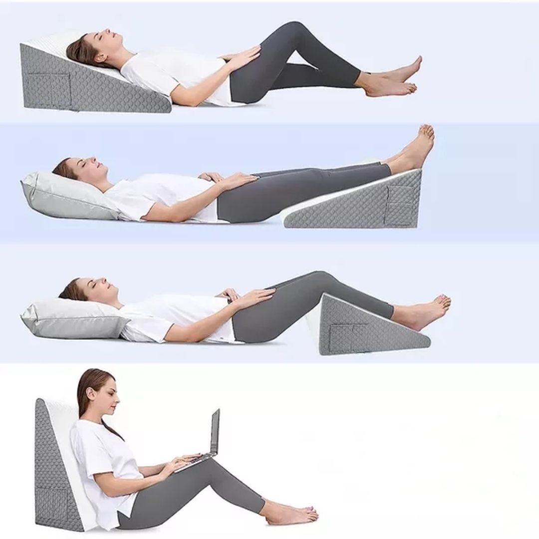 Ergonomisk kilepute i mykt memoryskum. Gir ortopedisk støtte for komfortabel hvile og forbedret kroppsholdning.