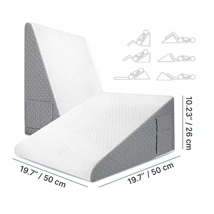Allsidig kilepute i memoryskum for ryggstøtte og avslapning. Ergonomisk sovepute, lesepute og sengepute.