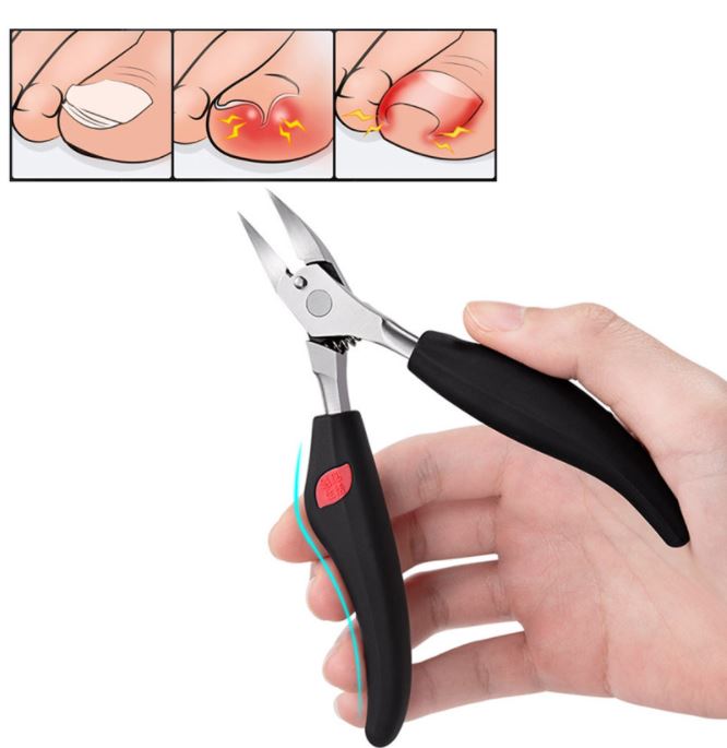 Elegant svart tåneglklipper i ergonomisk design, rustfritt stål. Gir presis pleie av tånegler for hjemmebruk.