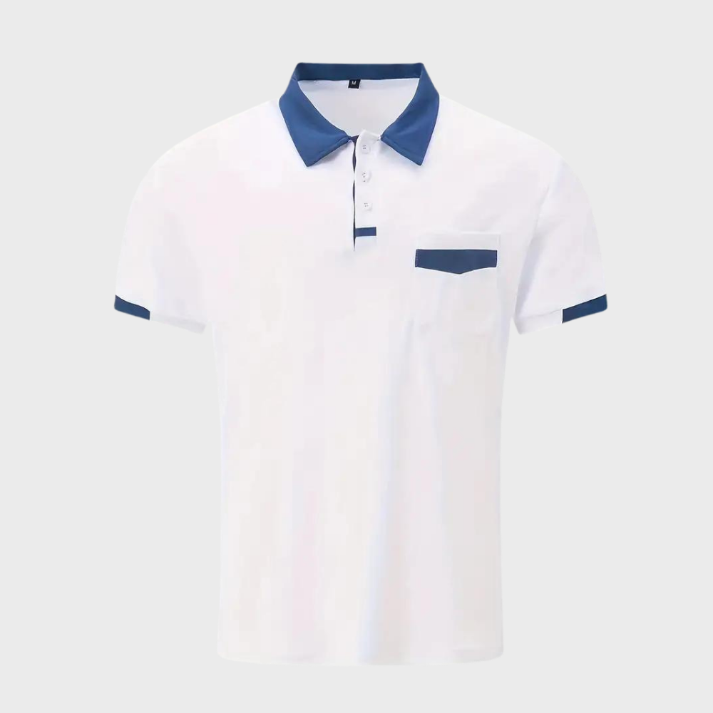 Menns sommer poloskjorte, pustende polyester, tidløs og allsidig for fritid.