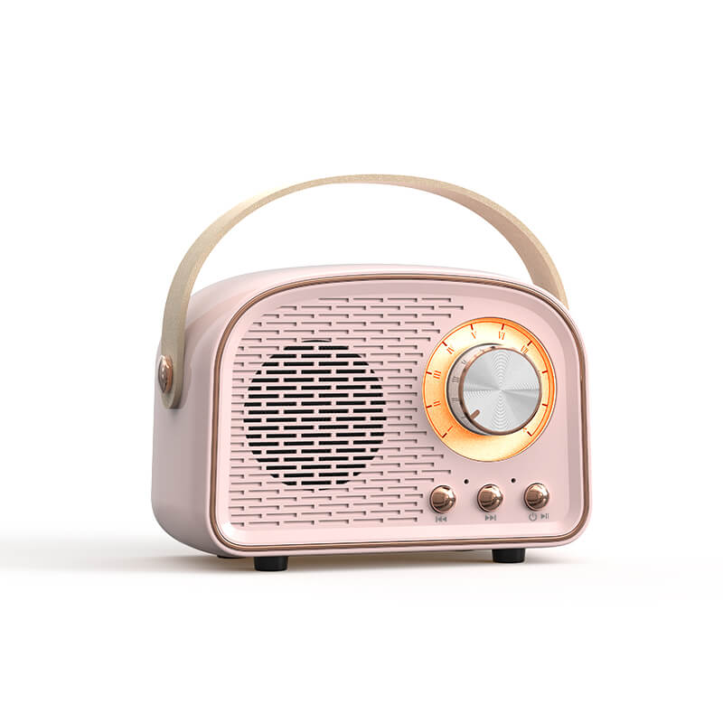 Retro Bluetooth høyttaler med avansert trådløs lydteknologi og klassisk vintage estetikk.