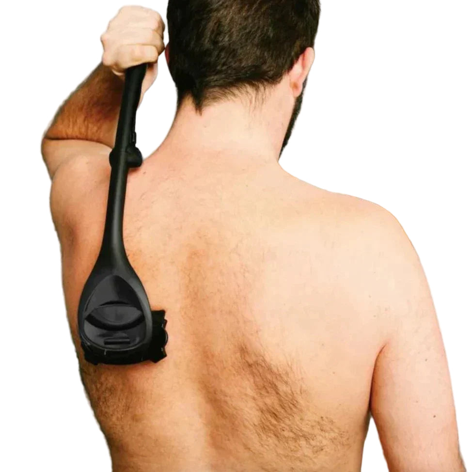 Unisex ryggskjær med langt håndtak og doble kniver for enkel hårfjerning og glatt hud på ryggen.