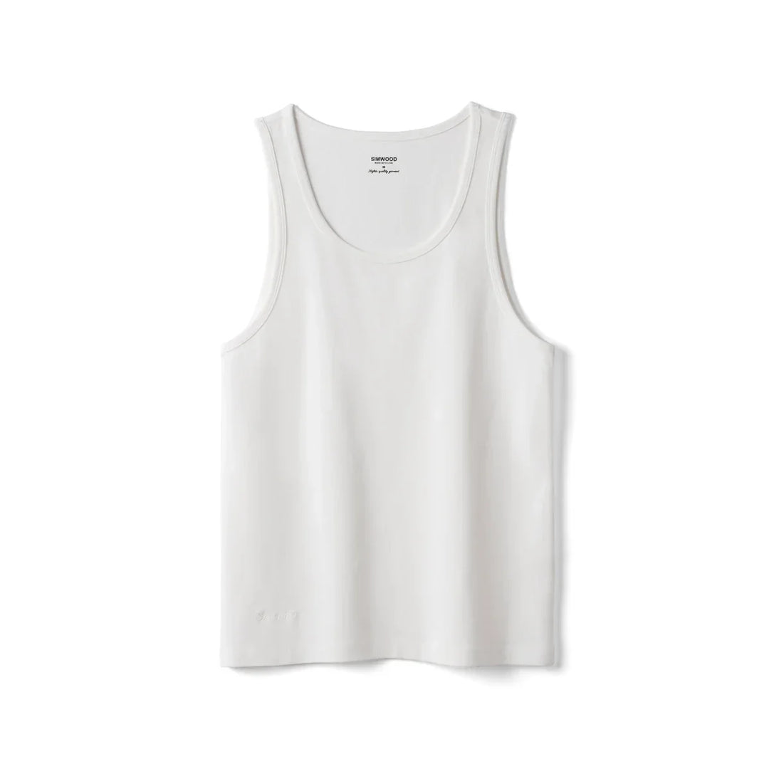 Komfortabel ermeløs t-skjorte for menn. Svart vintage herretanktopp, ideell for sommer & casual fritid.