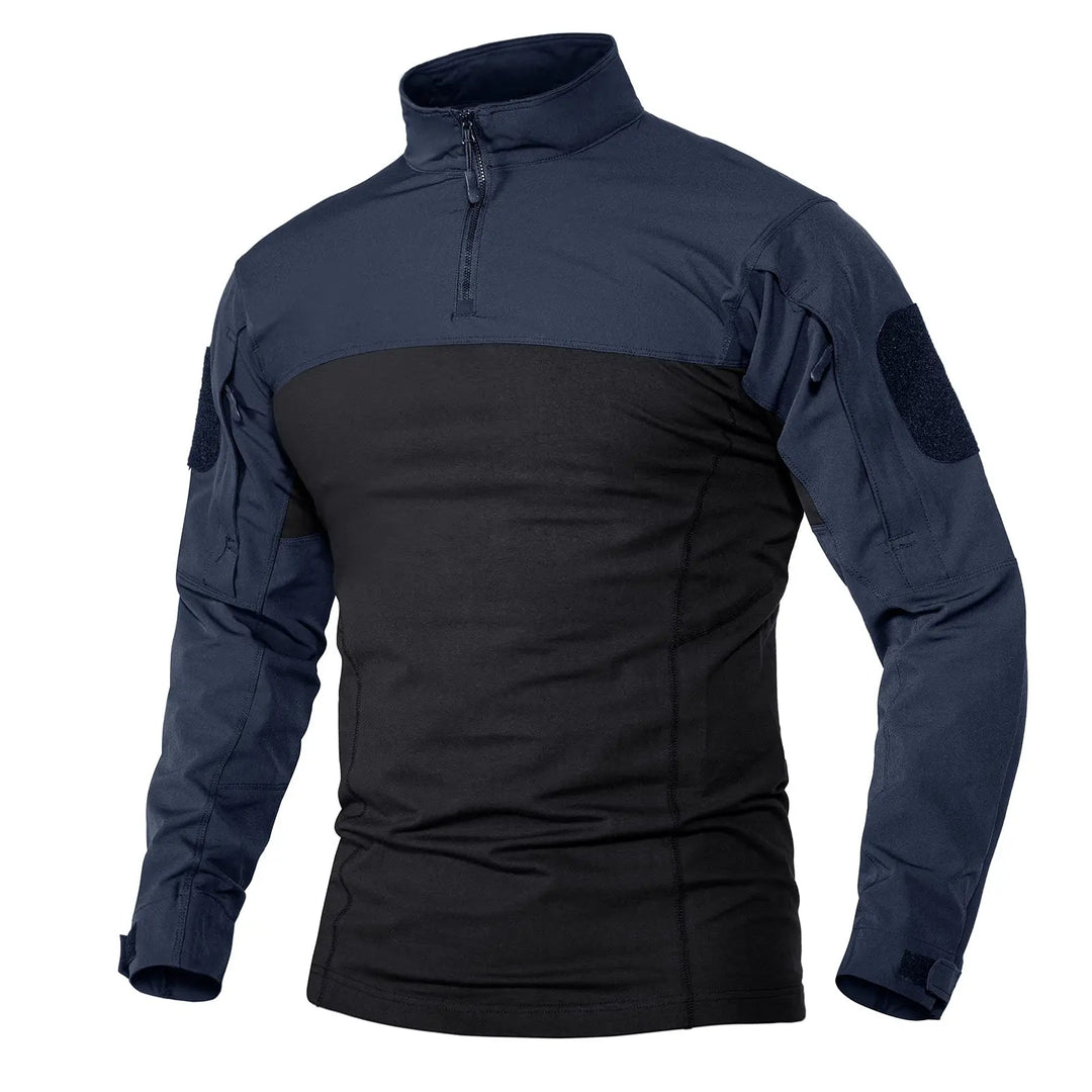 Allsidig herre 1/4-zip genser med lang erm, teknisk og funksjonell for friluft.