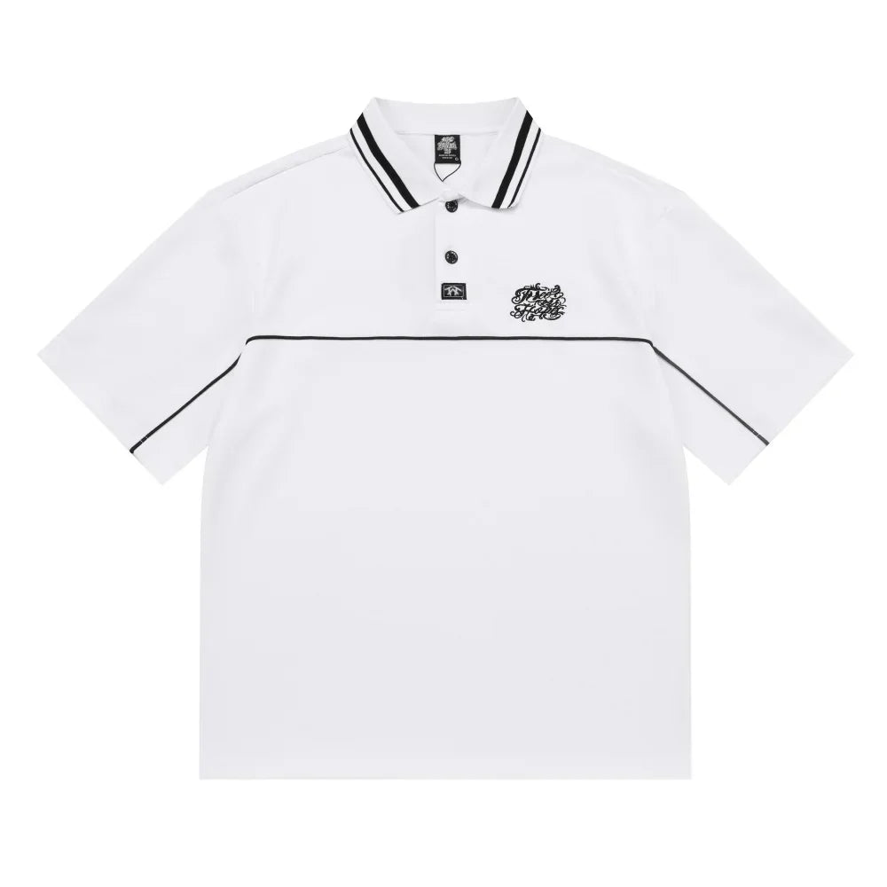 Stilig herre polo t-skjorte; brodert streetwear og løs passform. Allsidig casual skjorte for sommer og fritid.