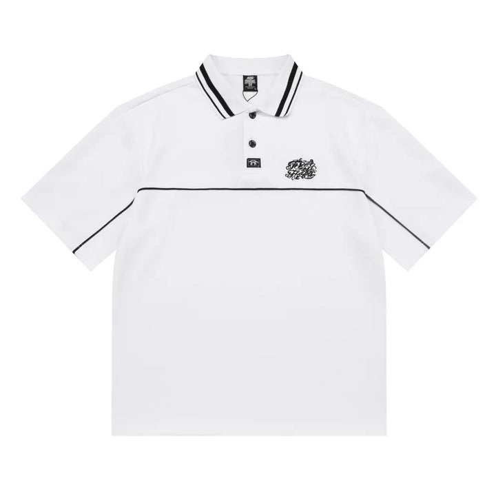 Stilig herre polo t-skjorte; brodert streetwear og løs passform. Allsidig casual skjorte for sommer og fritid.