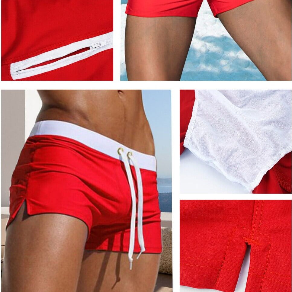 Hurtigtørkende ensfarget badeshorts for menn, ideell for vannsport og strandliv.