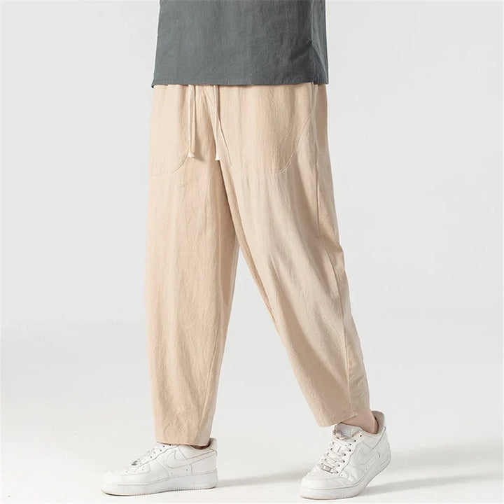 Store størrelser linbukser for menn. Avslappet passform og casual stil.