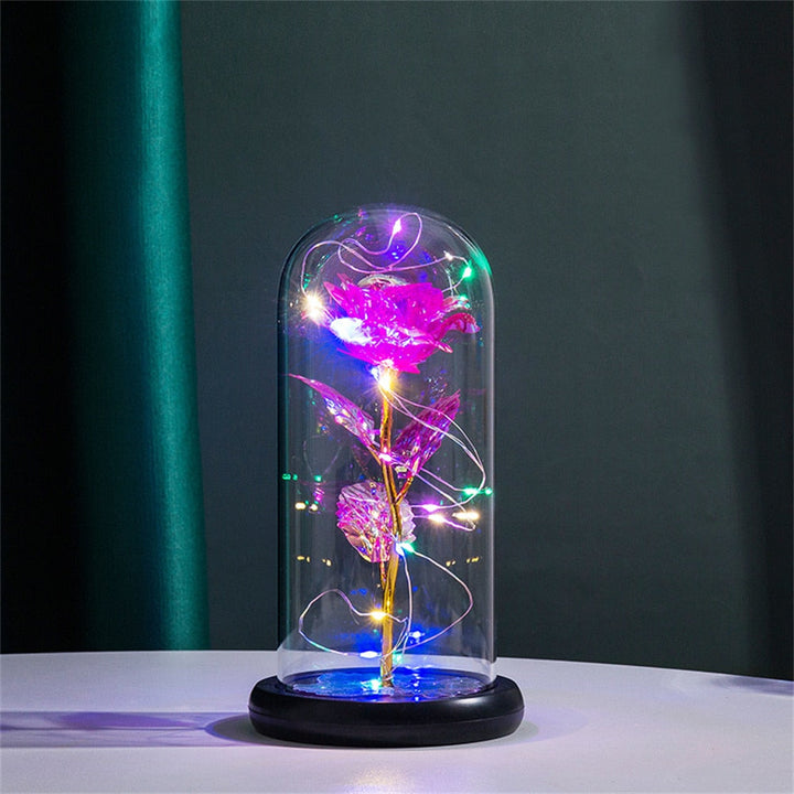 Fantastisk rosekuppel med LED lys; en evig rose som lyser opp hjemmet ditt.