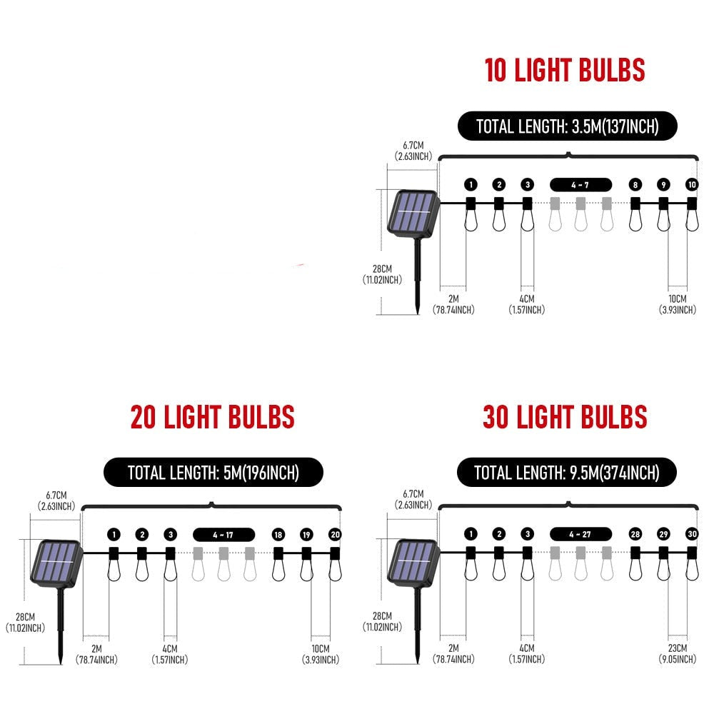 Effektive solcelledrevne LED strenglys. Enkel å installere for umiddelbar utendørsbelysning.